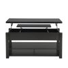 ON-TREND Lift Top Coffee Table, Multi-Functional Coffee Table with Open Shelves, Modern Lift Tabletop Dining Table for Living Room, Home Office, Black