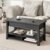 ON-TREND Lift Top Coffee Table, Multi-Functional Coffee Table with Open Shelves, Modern Lift Tabletop Dining Table for Living Room, Home Office, Black