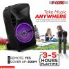 5 Core DJ speakers 12" Rechargeable Powered PA system 500W Loud Speaker Bluetooth USB SD Card AUX MP3 FM LED Ring - ACTIVE HOME 12 2-MIC