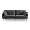 84.6 Inches Extra Long Futon Adjustable Sofa Bed, Modern Tufted Fabric Folding Daybed Guest Bed, Upholstered Modern Convertible Sofa - Dark Grey