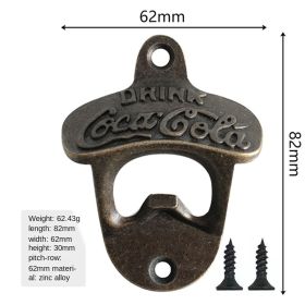 Zinc Alloy Bottle Opener Wall Mounted Vintage Retro Beer Opener Tool Accessories Bronze Color with Screws Bar Decoration Gadgets (Color: C, Ships From: China)