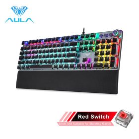 Gaming Mechanical Keyboard Retro Square Glowing Keycaps Backlit USB Wired 104 Anti-ghosting Gaming Keyboard for PC laptop (Color: Black-Red switch, Ships From: China)