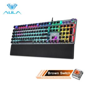 Gaming Mechanical Keyboard Retro Square Glowing Keycaps Backlit USB Wired 104 Anti-ghosting Gaming Keyboard for PC laptop (Color: Black-Brown switch, Ships From: China)