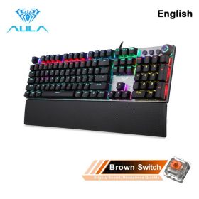 F2088 Mechanical Gaming Keyboard Anti-ghosting 104 brown Switch blue Wired Mixed Backlit Keyborad for Game Laptop PC (Color: 108 brown switch, Ships From: China)