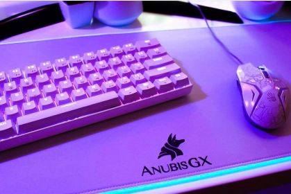 AnubisGX RGB Gaming Mouse Pad, XL Light Up Oversized Computer Gaming XL Desk Mat, 10 Type Glowing LED Pad, Large Waterproof Extended Mousepad Surface (Color: White)