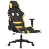 Massage Gaming Chair with Footrest Black and Yellow Fabric