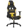 Massage Gaming Chair with Footrest Black and Yellow Fabric