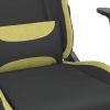 Massage Gaming Chair with Footrest Black and Light Green Fabric