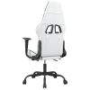 Massage Gaming Chair with Footrest White&Black Faux Leather