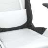 Massage Gaming Chair with Footrest White&Black Faux Leather