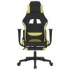 Massage Gaming Chair with Footrest Black and Light Green Fabric