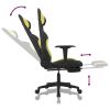 Massage Gaming Chair with Footrest Black and Light Green Fabric