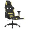 Massage Gaming Chair with Footrest Black and Light Green Fabric