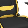 Massage Gaming Chair with Footrest Black and Yellow Fabric