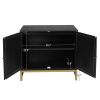 Natural Rattan 2-Door Accent Storage Cabinet with Adjustable Shelf and Painted Iron Feet